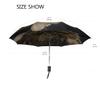 Black Compact Travel Umbrella Maine Coon Cat Auto Open Close Umbrella Windproof Anti-UV view 3