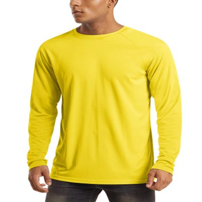 MAGCOMSEN Rashguard Shirts for Men Long Sleeve UV Sun Running Workout Fishing Hiking Swim UPF 50 Shirts Yellow