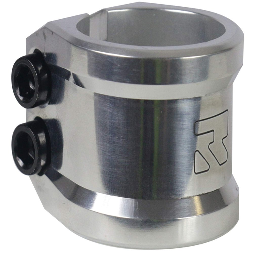 ROOT INDUSTRIES Lithium Double Clamp - Pro Trick Stunt Scooter Clamp - Compatible with Freestyle Bars Standard/Oversized - Variety of Colors - 2 Bolt 6mm Compression for Kick Push Scooter (Polished)
