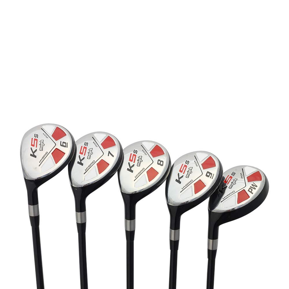 Left Handed Majek Golf +2 inch Over XL Big & Tall Mens All Hybrid Partial Set: #6, 7, 8, 9, PW Stiff Flex New Utility S Flex Club (Tall 6'3"+ / +2" Over) with Jumbo Black Pro Velvet Grip
