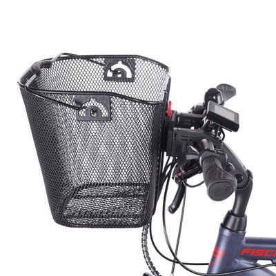 FISCHER E-Bike Handlebar Basket with Quick Attachment, Specially Developed for e-Bikes, Load Capacity 5 kg, Suitable for All Standard displays with a Width of 9 cm, Including Bosch displays, Black