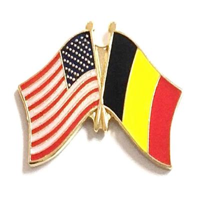 Belgium Friendship Double Flag Lapel Pin US Crossed Emblem Tie and Hat Pin Badge