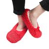 BambooMN Soft Touch Warm Cozy Fuzzy Non-Slip Lined Slip-On Slippers Socks for Adult Women, Indoor Travel House Slippers, Size Large, Red, 3 Pairs view 2
