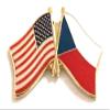 Czech Republic Friendship Double Flag Lapel Pin US Crossed Emblem Tie and Hat Pin Badge view 1