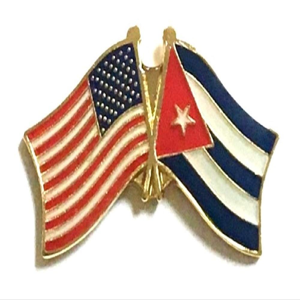 Cuba Friendship Double Flag Lapel Pin US Crossed Emblem Tie and Hat Pin Badge