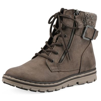 CLIFFS BY WHITE MOUNTAIN Shoes Kelsie Women's Lace-up Hiker Style Bootie, Stone/Fabric, 9.5 M