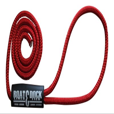 Boat Lines & Dock Ties LLC Boat Dock Fender Line - Premium Double Braided Nylon Rope, Made in USA (Red - 2 Pack, 4)
