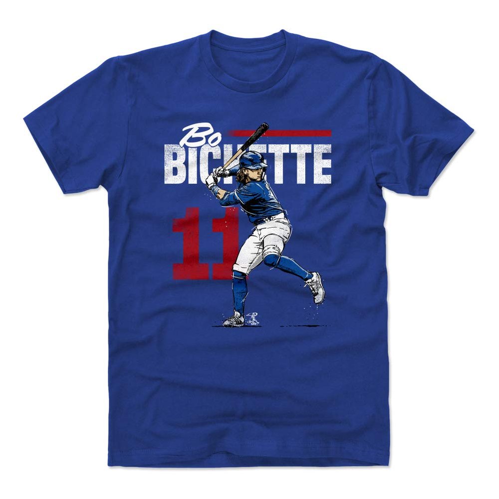 500 LEVEL Bo Bichette Shirt (Cotton, XX-Large, Royal Blue) - Bo Bichette Retro R WHT