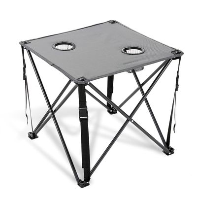 ARROWHEAD OUTDOOR 26 (66cm) Portable Camping Folding Table, 2 Cup Holders, Square, Carrying Case, Steel Frame, High-Grade 600D Canvas