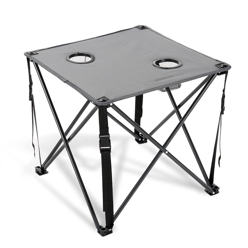 ARROWHEAD OUTDOOR 26 (66cm) Portable Camping Folding Table, 2 Cup Holders, Square, Carrying Case, Steel Frame, High-Grade 600D Canvas