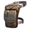 Le'aokuu Mens Genuine Leather Bike Cycling Waist Hip Bum Pack Drop Leg Bag(X3112 Dark Brown) view 1