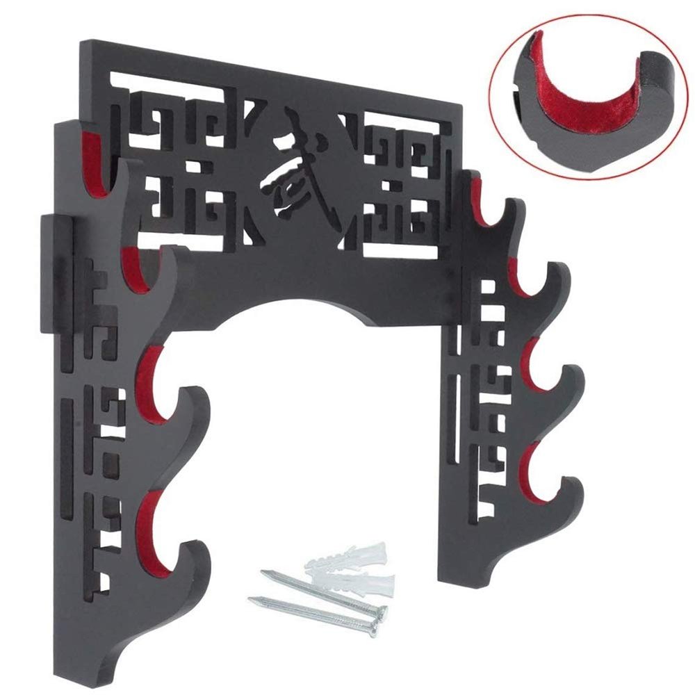 JIZHU Sword Holder Wall Mount Sword Stand Japanese Samurai Sword Display Rack Hanger and Standard Swords 1-4 Tier -4-Tier