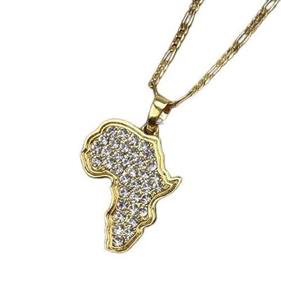 Mercury_Group, Africa Map Pendant Necklace for Women Men Silver/Gold Color Ethiopian Jewelry African Maps (Color: 45cm by 3mm Chain)