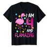 I Am 4 And Flamazing Amazing 4th Birthday Flamingo Lover T-Shirt view 1