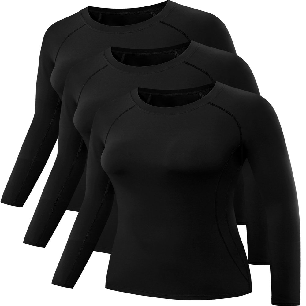 NELEUS Women's 3 Pack Compression Workout Shirt,8021,Black,2XL,EU 3XL