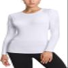 TSLA Women's Thermal Long Sleeve Tops, Mock Turtle & Crew Neck Shirts, Fleece Lined Compression Base Layer, Round Neck Heatlock White, Small view 1