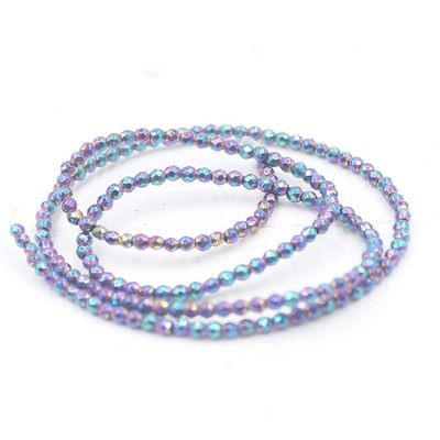 2mm Round Faceted Small Jewelry Loose Gemstone Beads Strand 15" Natural Stone for Necklace Bracelet DIY Design (#35 Multicolor Hematite)