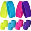 12 Pcs Sweatbands Set Neon Colors Headbands and Wristbands for Men Women Moisture Wicking Sweat Absorbing Workout Cotton Headbands 80s 90s Party(Rose Red, Fluorescent Yellow, Sky Blue, Purple) view 1