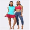 BUBBLELIME 5"/19"/26" XXS-XL Women's UPF 50+ Adjustable Running Skort - Pleated Skirt_ROSECORAL Small-5" Inseam view 4
