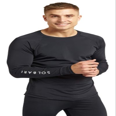 Solbari UPF 50+ Men's Sun Protection Long Sleeve Rashguard Aqua Sport Collection - XX-Large - Black - UV Protection, Sun Protective