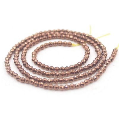 2mm Round Faceted Small Jewelry Loose Gemstone Beads Strand 15" Natural Stone for Necklace Bracelet DIY Design (#32 Brown Hematite)