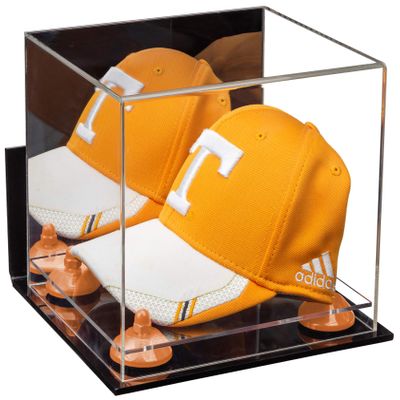 Better Display Cases Acrylic Baseball Hat or Cap Display Case with Mirror, Wall Mount, Purple Risers and Clear Base (A006-PR)