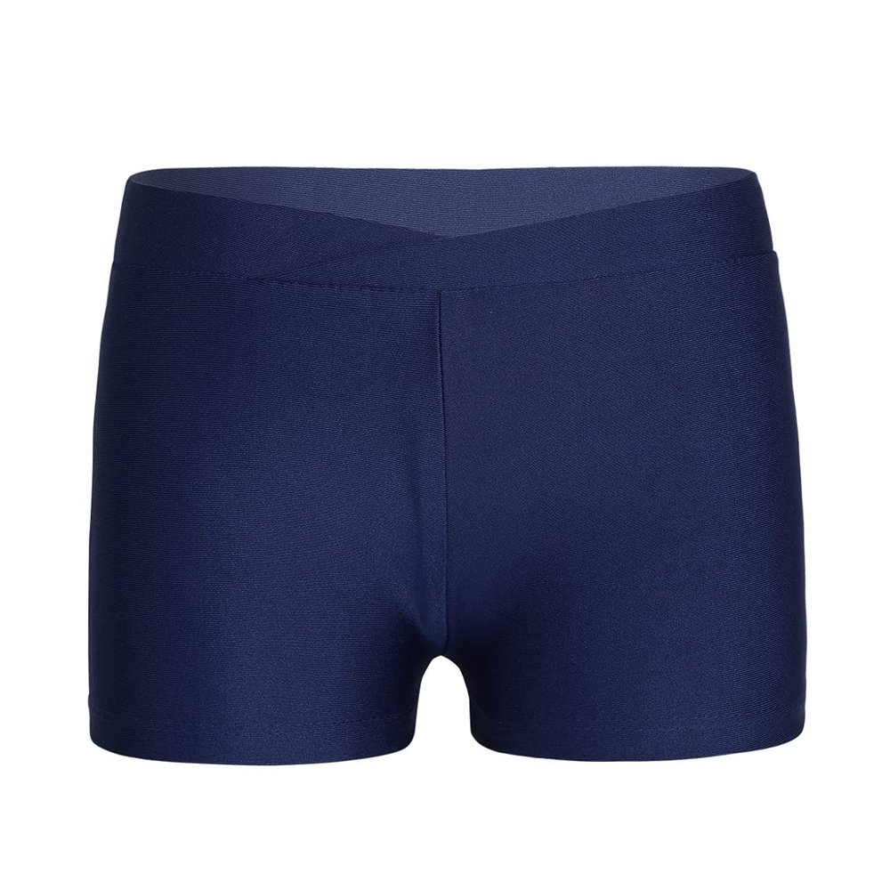 Freebily Girls Boy-Cut Slim Fit Yoga Cheer Volleyball Hot Shorts Low Rise Gymnastics Dance Running Booty Bottom Underwear V-Front Navy Blue 10