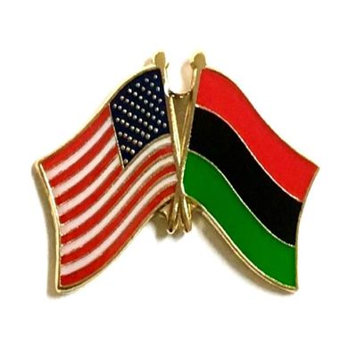 African American Friendship Double Flag Lapel Pin US Crossed Emblem Tie and Hat Pin Badge