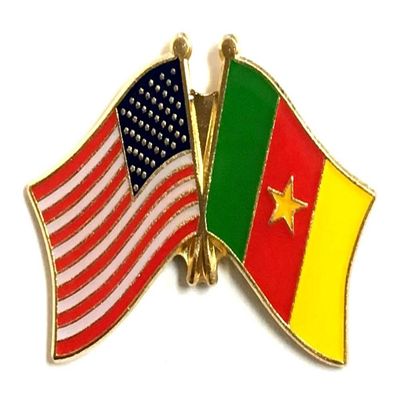 Cameroon Friendship Double Flag Lapel Pin US Crossed Emblem Tie and Hat Pin Badge