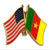 Cameroon Friendship Double Flag Lapel Pin US Crossed Emblem Tie and Hat Pin Badge view 1