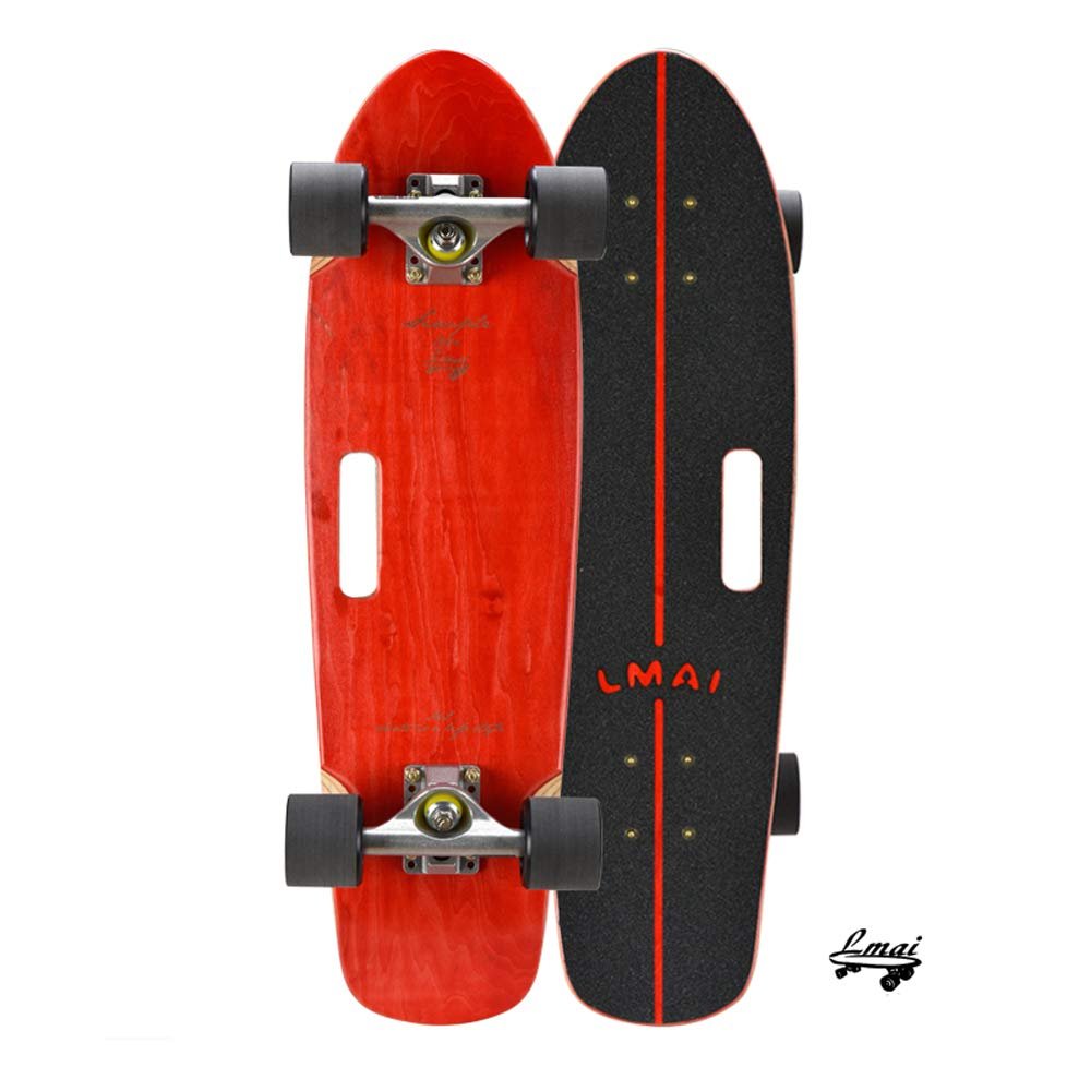 LMAI 27" Bamboo Wood Cruiser Complete Skateboard Longboard (Portable Red)