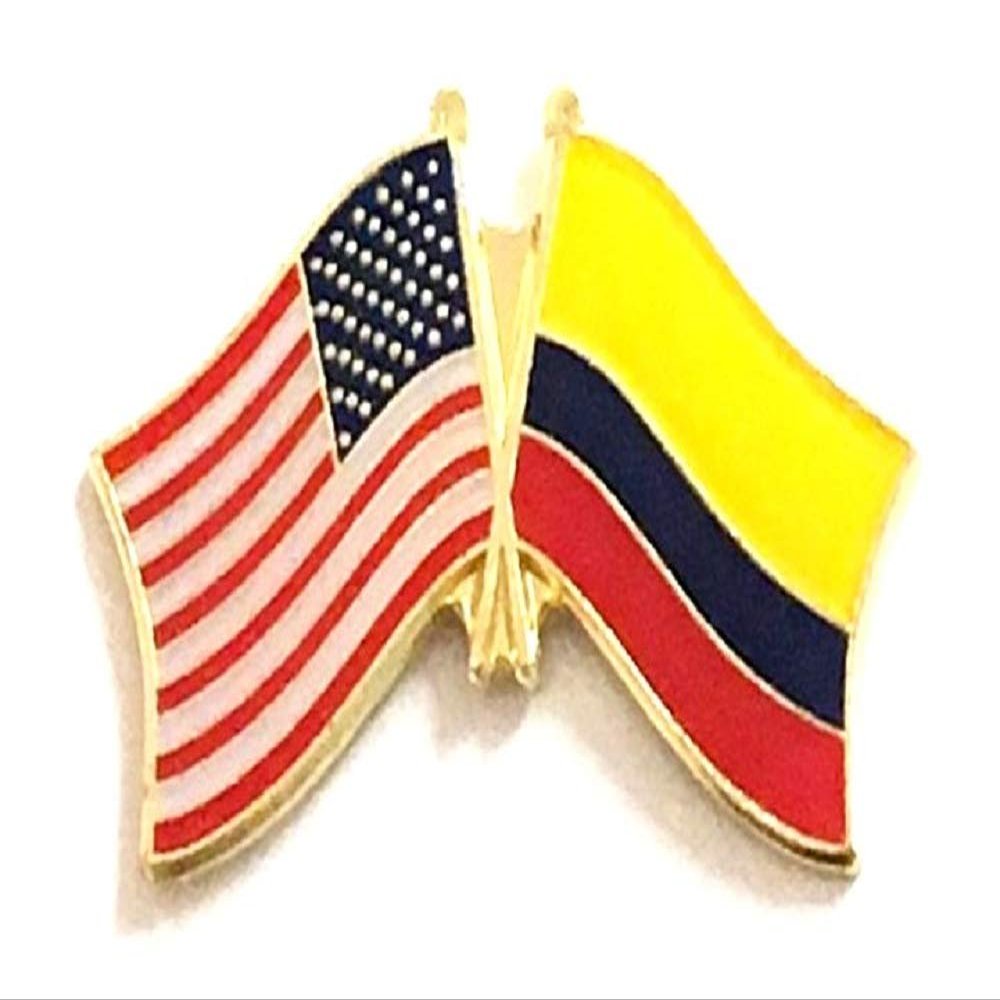 Colombia Friendship Double Flag Lapel Pin US Crossed Emblem Tie and Hat Pin Badge