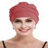OsvyoCotton Chemo Turbans for Women Cancer Hairloss hat - Cotton Lightweight Headwear Sealed Packaging Rust RED view 3
