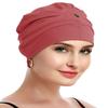 OsvyoCotton Chemo Turbans for Women Cancer Hairloss hat - Cotton Lightweight Headwear Sealed Packaging Rust RED view 4