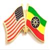 Ethiopia Friendship Double Flag Lapel Pin US Crossed Emblem Tie and Hat Pin Badge view 1