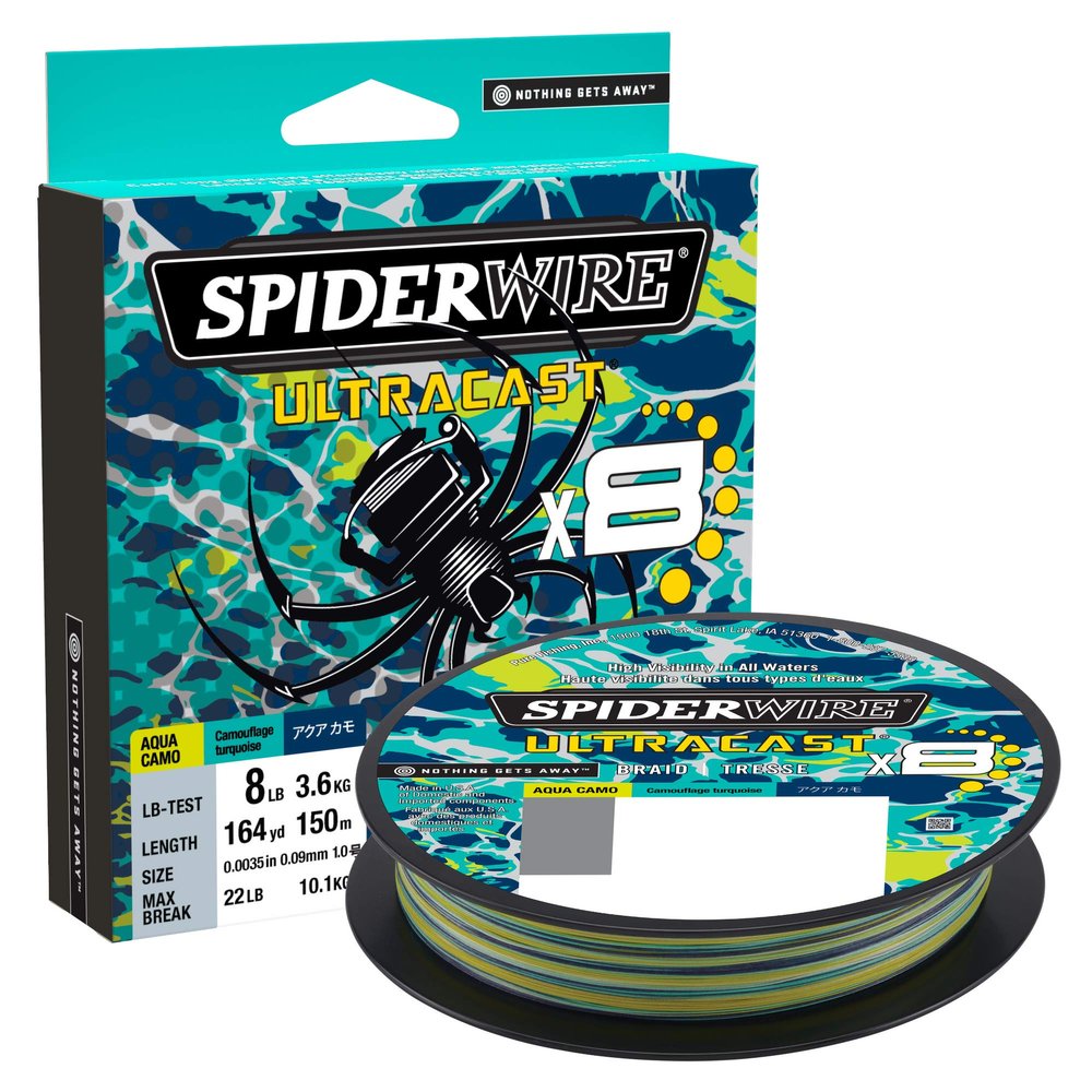 SpiderWire Superline Ultracast Braid, Aqua Camo, 40lb | 18.1kg, 164yd | 150m Braided Fishing Line, Suitable for Freshwater and Saltwater Environments