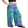Orient Trail Open Ankle Wide Leg Harem Pants with Pocket - Yoga Flowy Pants for Women Flared Bottom Large Mandala Teal view 1
