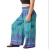 Orient Trail Open Ankle Wide Leg Harem Pants with Pocket - Yoga Flowy Pants for Women Flared Bottom Large Mandala Teal view 2