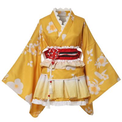 GRACEART Japanese Yukata Kimono Costume Anime Cosplay Robe (Yellow,S)