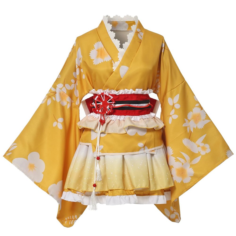 GRACEART Japanese Yukata Kimono Costume Anime Cosplay Robe (Yellow,S)