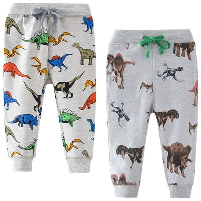 Toddler Boys Cotton Casual Sweatpants Little Boys' Drawstring Elastic Waist Dinosaur and Zoo Jogger Pants 2 Pack Set 6