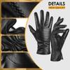 QNLYCZY Genuine Sheepskin Leather Gloves for Women, Winter Warm Touchscreen Texting Cashmere Lined Driving Dress Gloves view 2