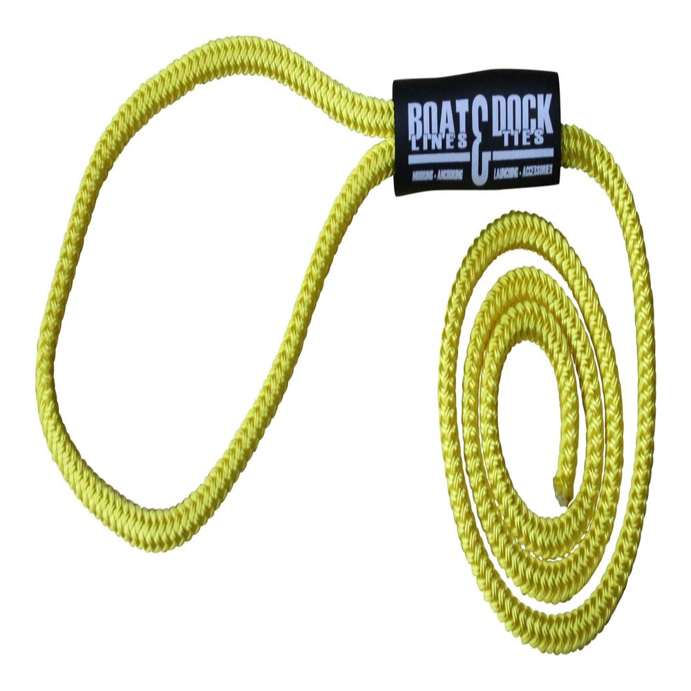 Boat Lines & Dock Ties LLC Boat Dock Fender Line - Premium Double Braided Nylon Rope, Made in USA (Yellow - 2 Pack, 4)