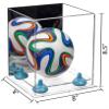 Better Display Cases Acrylic Mini - Miniature (not Full Size) Soccer Ball Display Case with Mirror Case, Light Blue Risers and Clear Base (B03/A015) view 2