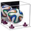 Better Display Cases Acrylic Mini - Miniature (not Full Size) Soccer Ball Display Case with Mirror Case, Purple Risers and Clear Base (B03/A015) view 1