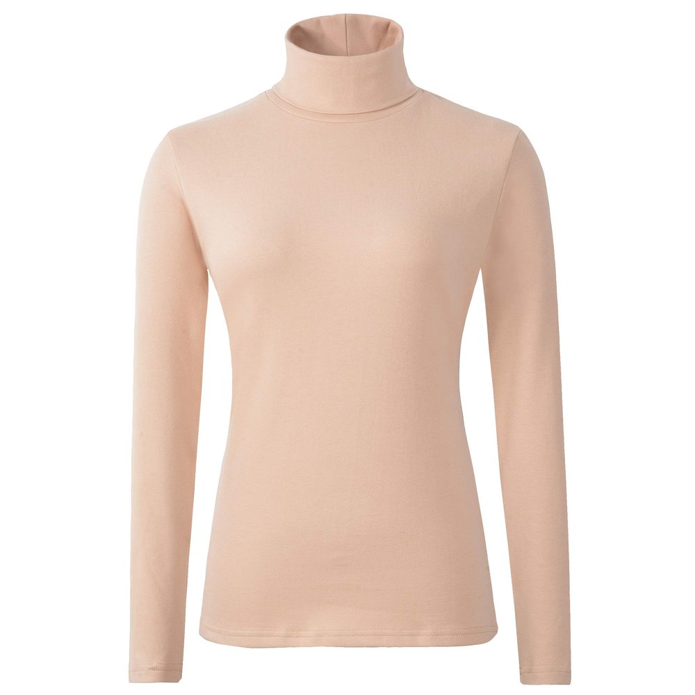 HieasyFit Women's Cotton Turtleneck Top Basic Layering Thermal Underwear(Beige S)