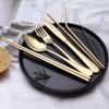 Portable Stainless Steel Flatware Set, Travel Camping Cutlery Set, Portable Utensil Travel Silverware Dinnerware Set with a Waterproof Case (Gold) view 3