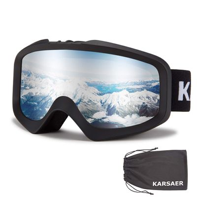Karsaer Ski Goggles Anti-Fog Snow Goggles OTG 100% UV Protection Snowboard Goggles Bendable Dual-Lenses for Men Women Youth