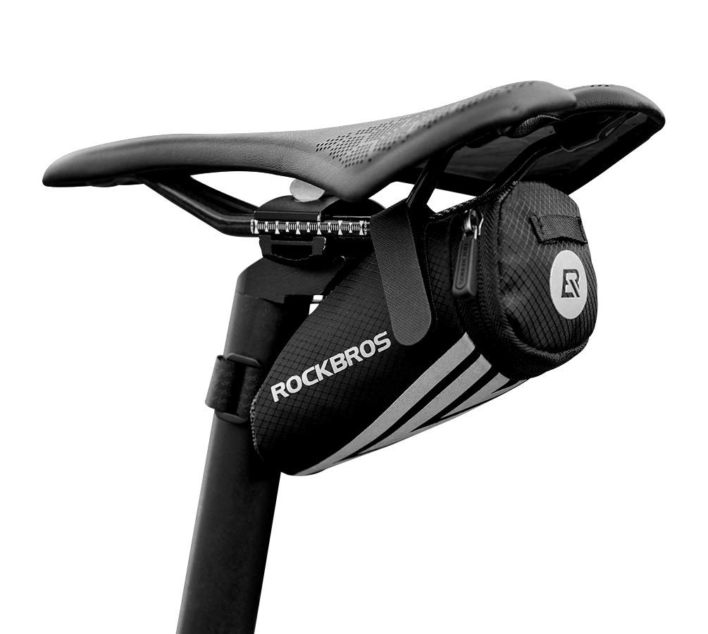 ROCKBROS Bike Saddle Bag Small Seat Bag Bicycle Bag Under Seat Bike Accessories Storage Pouch Ultralight Cycling Wedge Pack for Road Mountain MTB Foldable Bike
