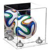 Better Display Cases Acrylic Mini - Miniature (not Full Size) Soccer Ball Display Case with Mirror Case, Silver Risers and Clear Base (B03/A015) view 1